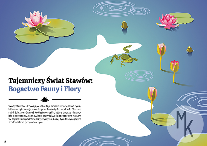 Artykuł pt. ,,Tajemniczy Świat Stawów: Bogactwo Fauny i Flory,, - Rozkładówka 1