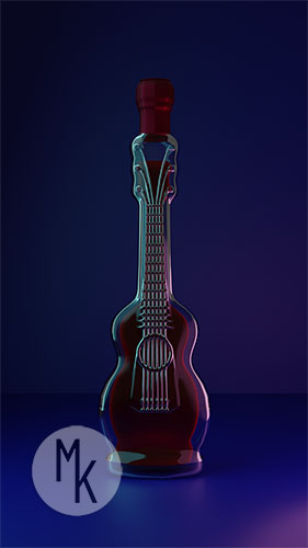 Model butelki wina 3D