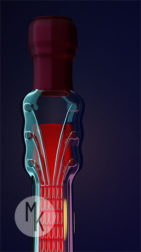 Model butelki wina: detal- szyjka