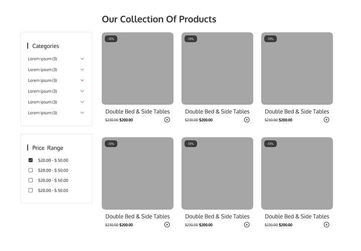 Low Fidelity wireframes - Strona opcji produktowych