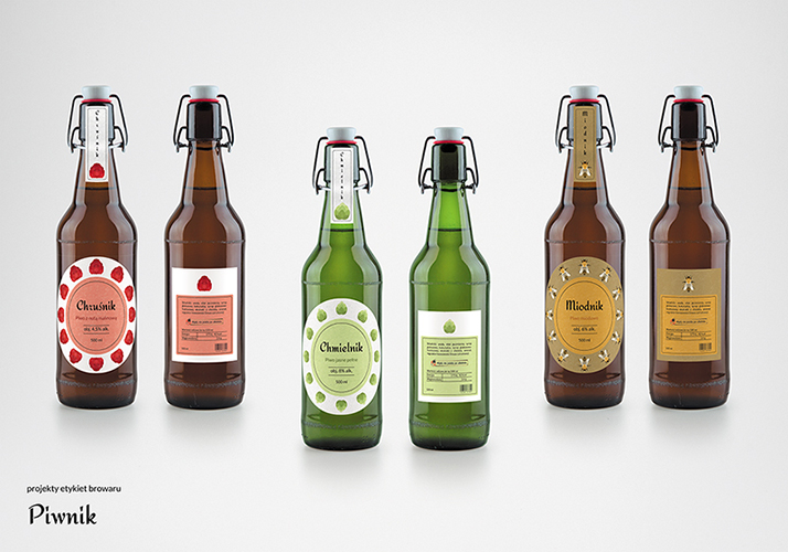 Wizualizacja etykiet browaru ,,Piwnik,,