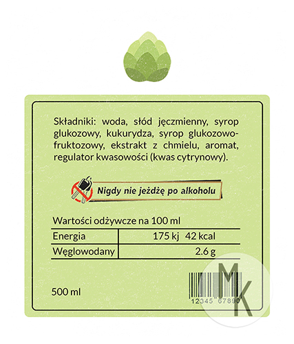 Tylnia etykieta piwa ,,Chmielnik,,