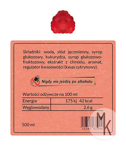 Tylnia etykieta piwa ,,Chruśnik,,