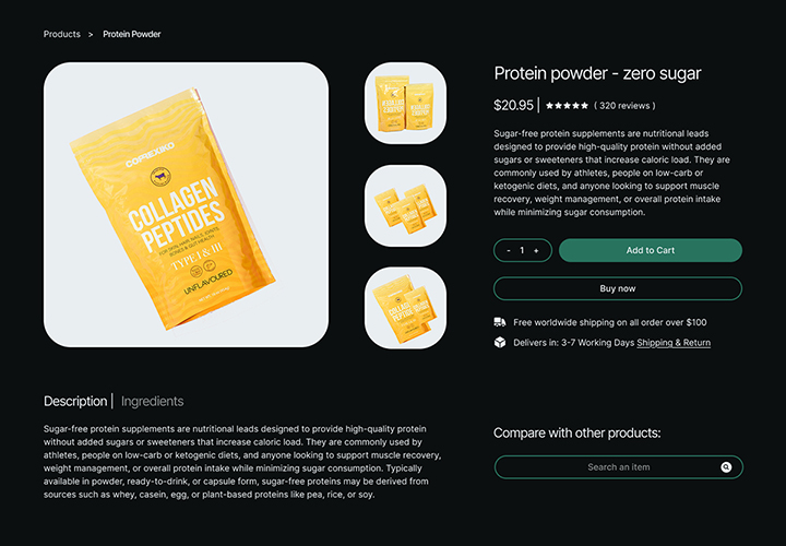 High fidelity wireframes - Strona produktu
