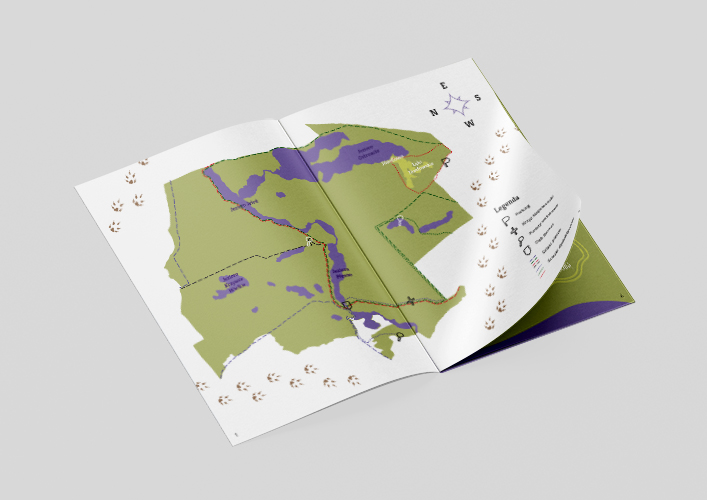 Wizualizacja rozkładówki przewodnika Borów Tucholskich - mapa