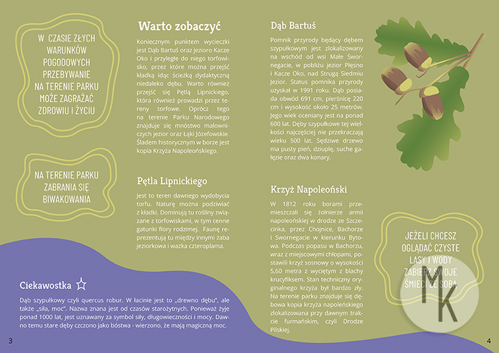 Rozkładówka przewodnika Borów Tucholskich - warto zobaczyć