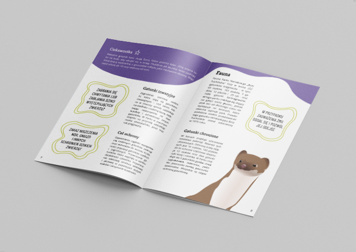 Wizualizacja rozkładówki przewodnika Borów Tucholskich - fauna